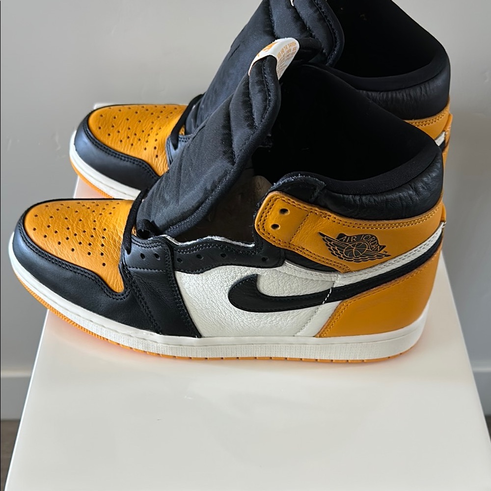 Black and Orange High-Top Sneakers